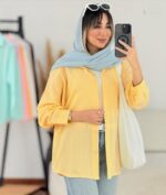 شومیز حلقه استین طرح مردانه ساده کد ۱۰۵۵ - تصویر 3