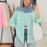 شومیز حلقه استین طرح مردانه ساده کد ۱۰۵۵ - تصویر 9