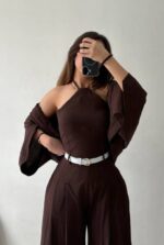 ست اورال اویز گردن با شلوار فول بگ کد 1087 - تصویر 6